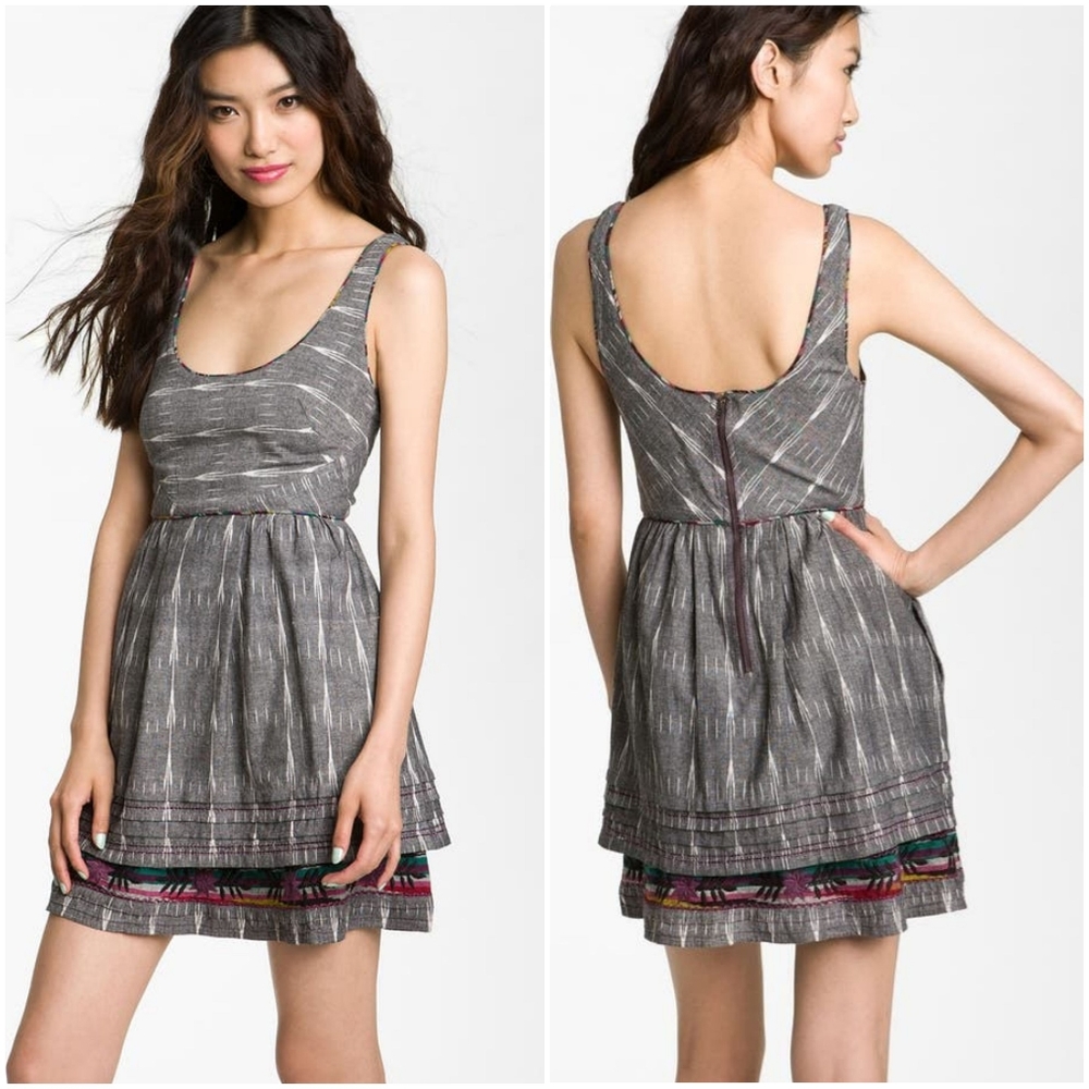 Free People grey Ikat Mini Dress